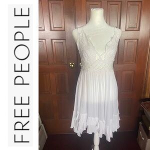 Free People White Halter Pleated Mini Dress